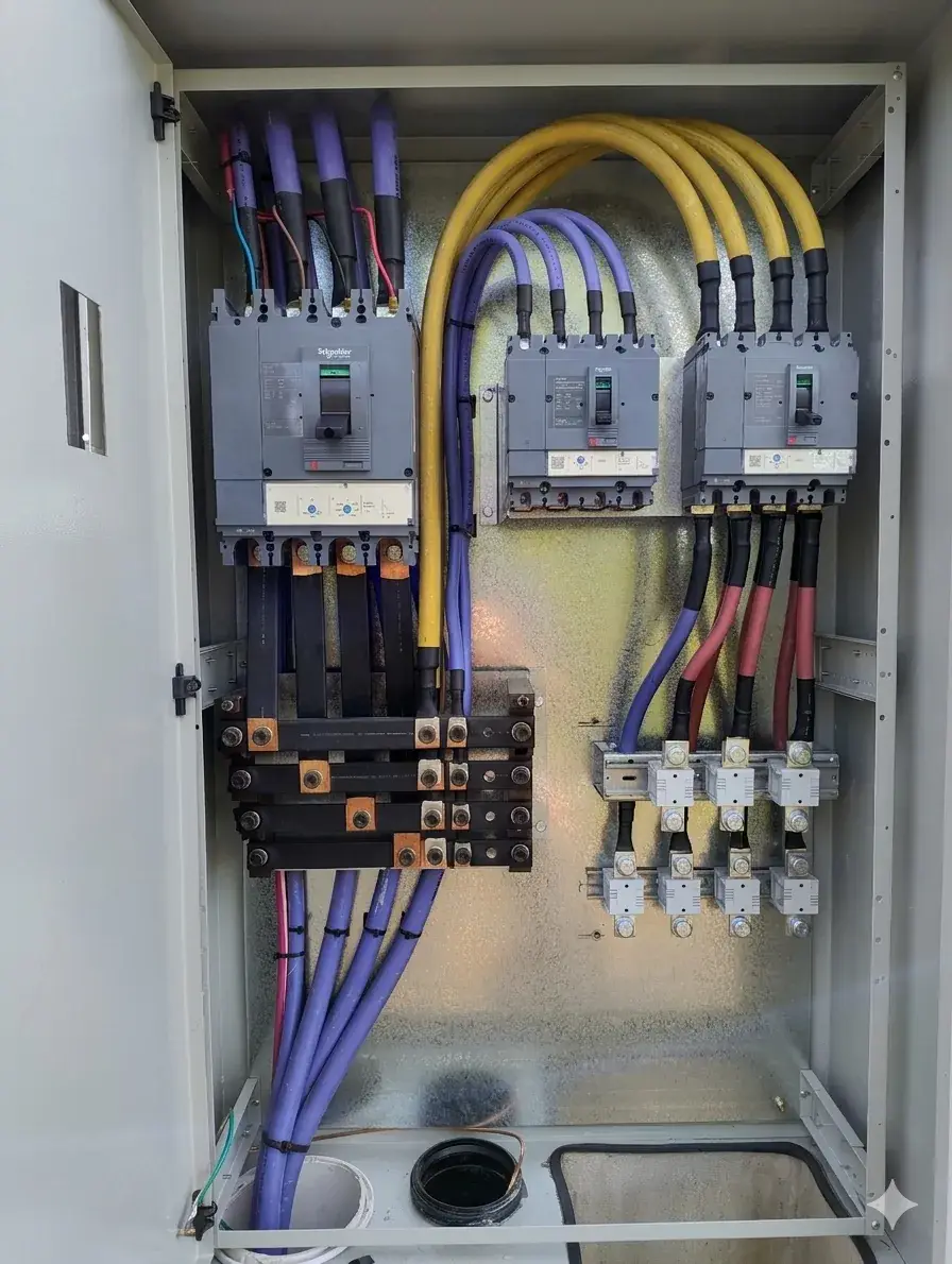 Interior del tablero de acometida para tambo y riego